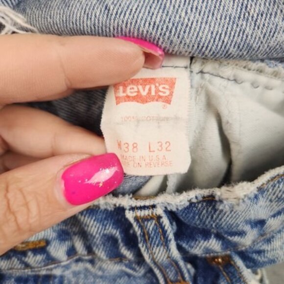 Vintage 90s Levi's Jeans Mens 38x32 Blue Acid Wash 550 Faded Distressed USA Made - Picture 7 of 13